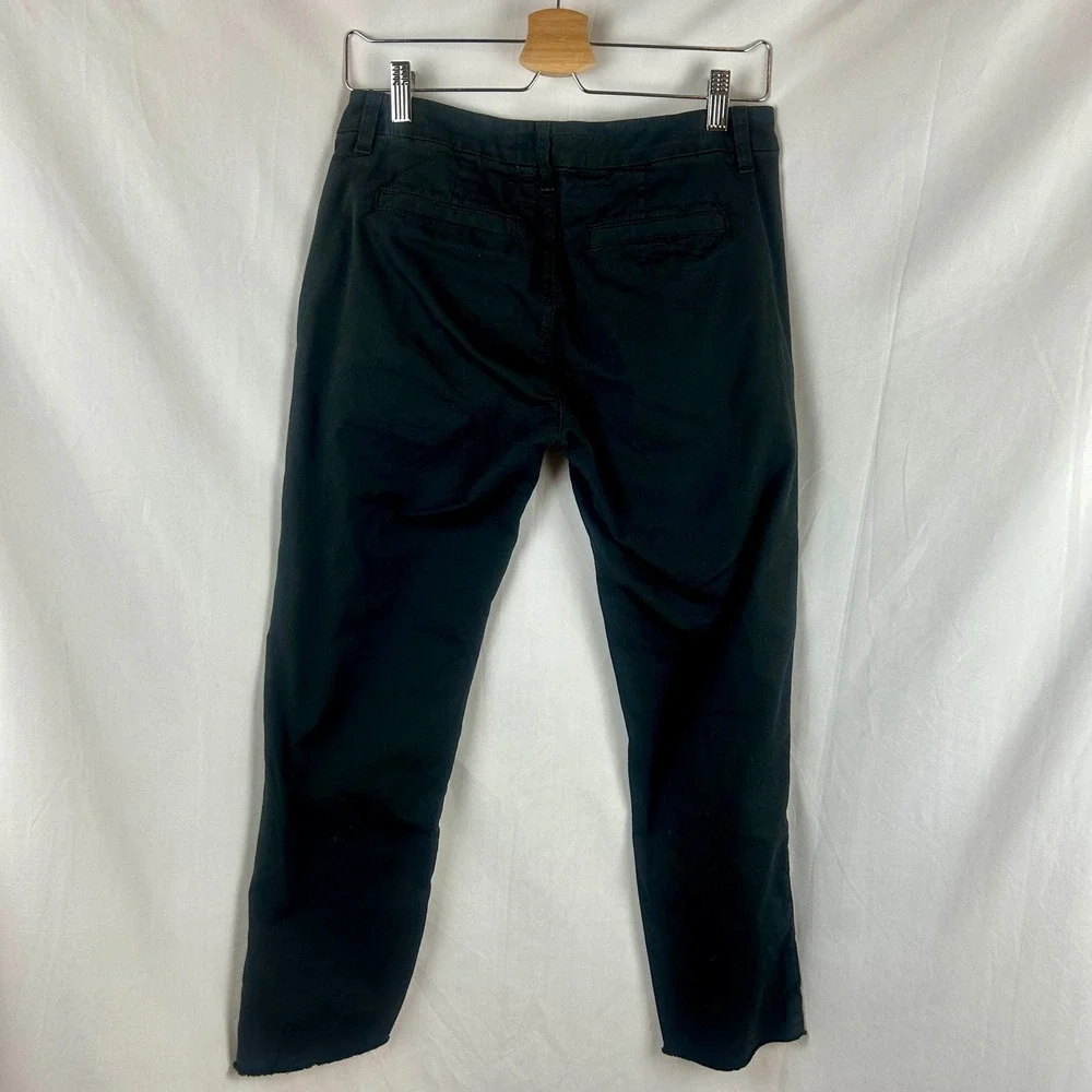 Frank & Eileen Wicklow Italian Cotton Chino Pants Black Raw Hem Womens Size 4